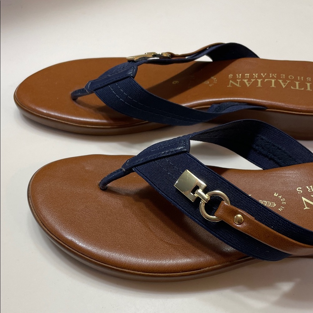 Italian Shoemakers Navy and Brown Sandals - Picture 2 of 6